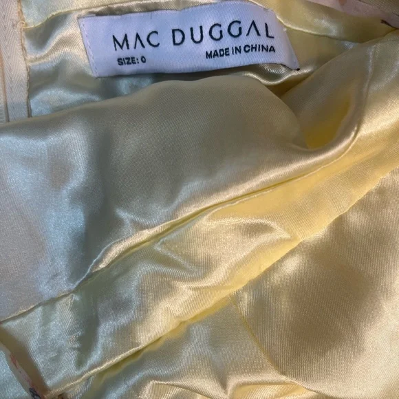 NWT leena for Mac Duggal Yellow Floral Empire Waist Ruffled Mini Size 0 - Picture 9 of 15